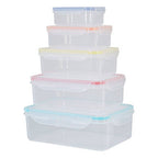 5 Piece Rectangular Food Containers with Airtight Lids | Herrela