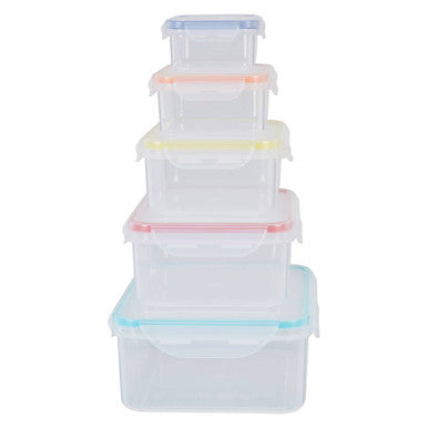 5 Piece Rectangular Food Containers with Airtight Lids | Herrela