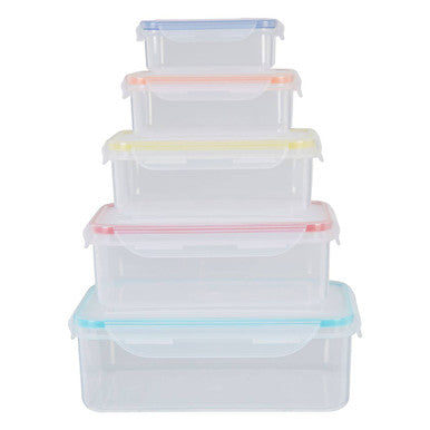 5 Piece Rectangular Food Containers with Airtight Lids | Herrela