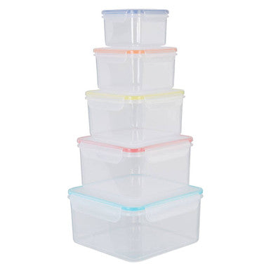 5 Piece Square Food Containers with Airtight Lids | Herrela
