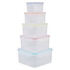 5 Piece Square Food Containers with Airtight Lids | Herrela