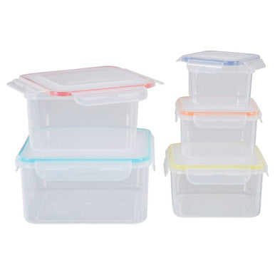 5 Piece Square Food Containers with Airtight Lids | Herrela