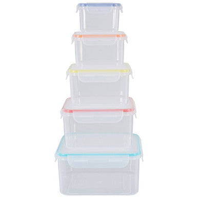 5 Piece Square Food Containers with Airtight Lids | Herrela