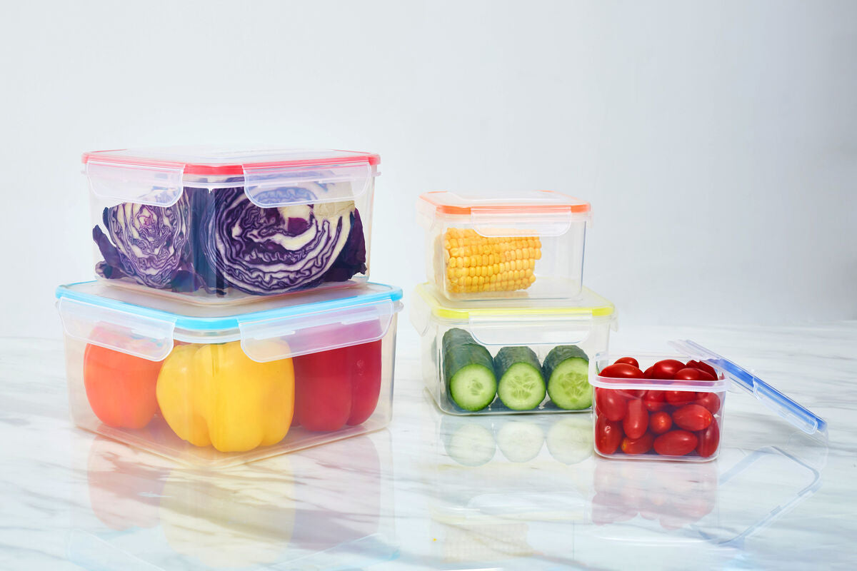 5 Piece Square Food Containers with Airtight Lids | Herrela