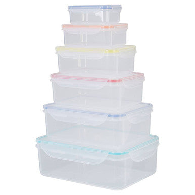 6 Piece Rectangular Food Containers with Airtight Lids | Herrela