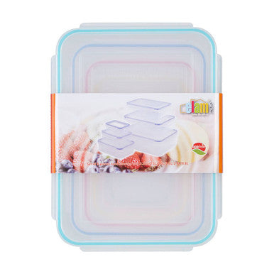 6 Piece Rectangular Food Containers with Airtight Lids | Herrela