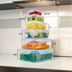 6 Piece Rectangular Food Containers with Airtight Lids | Herrela