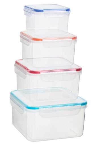 4 Piece Square Food Containers with Airtight Lids | Herrela
