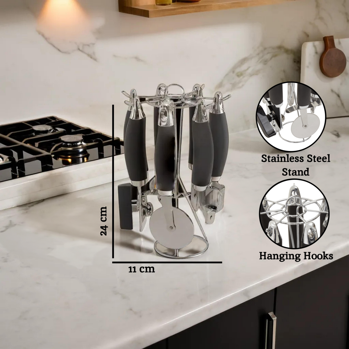 Five Piece Kitchen Gadget Set with Stand | Barron
