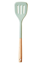 Sage Green Silicone Slotted Turner with Wood Handle | Nova
