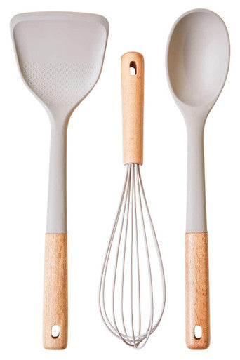 Stone Grey Silicone Head 3 Piece Kitchen Tool Set | Nova