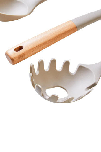 3 Piece Kitchen Tool Set with Stone Grey Silicone Heads | Nova