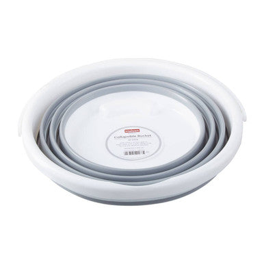 Collapsible Grey and White Bucket with Handle | Averill