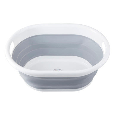 Grey and White Oval Collapsible Laundry Basket | Averill