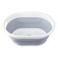 Grey and White Oval Collapsible Laundry Basket | Averill