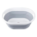 Grey and White Oval Collapsible Laundry Basket | Averill