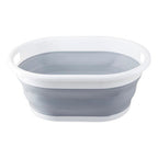 Grey and White Oval Collapsible Laundry Basket | Averill