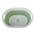 Oval Collapsible Laundry Basket in Green and White | Averill