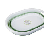 Oval Collapsible Laundry Basket in Green and White | Averill