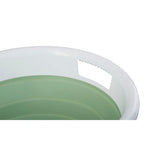 Oval Collapsible Laundry Basket in Green and White | Averill