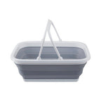 Collapsible Grey and White Basket with Handles | Averill