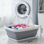 Collapsible Grey and White Basket with Handles | Averill