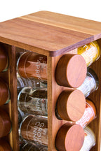 Acacia Wood Revolving Spice Rack with 16 Jars | Puro