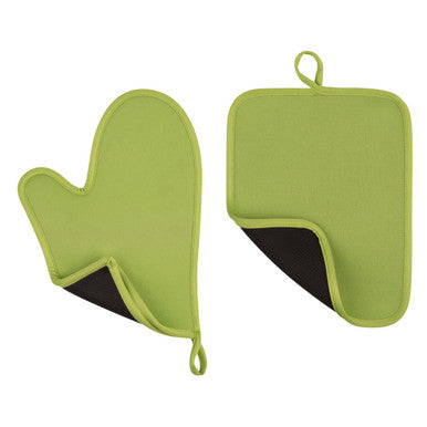 Lime Green Oven Glove and Pot Holder Set | Neoprene