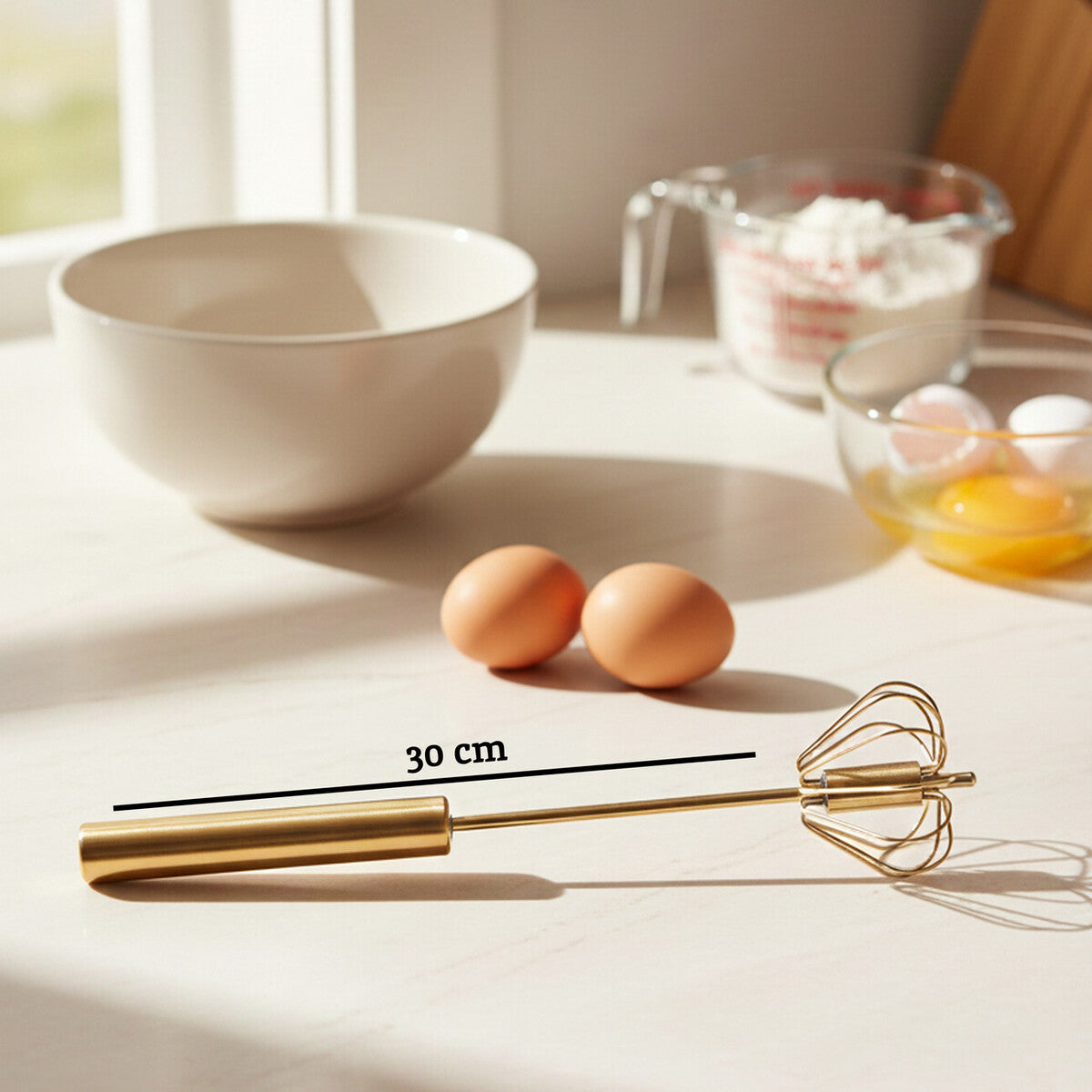 Press And Spin Light Gold 30Cm Whisk | Zamin