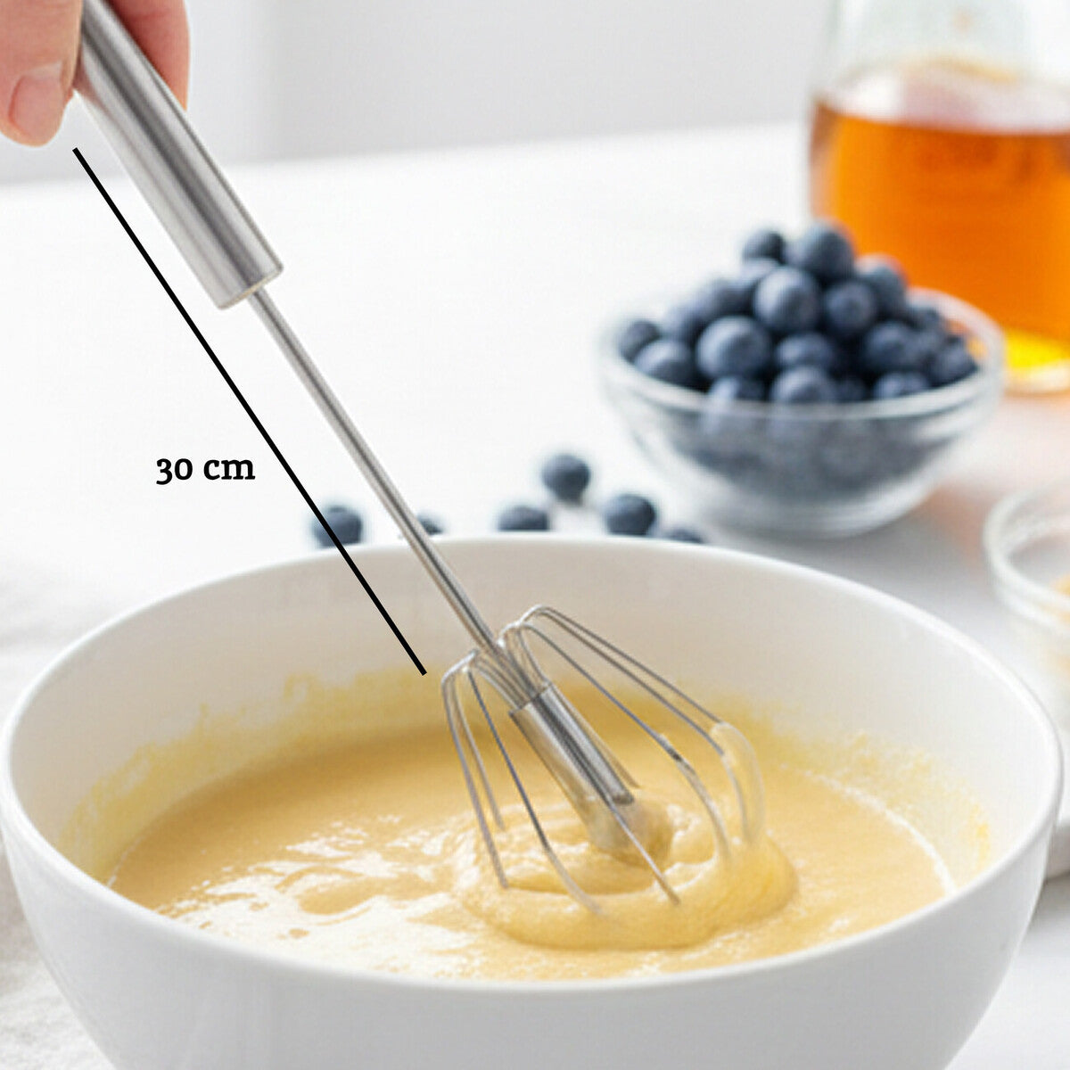 Press And Spin Silver Finish 30Cm Whisk | Zamin