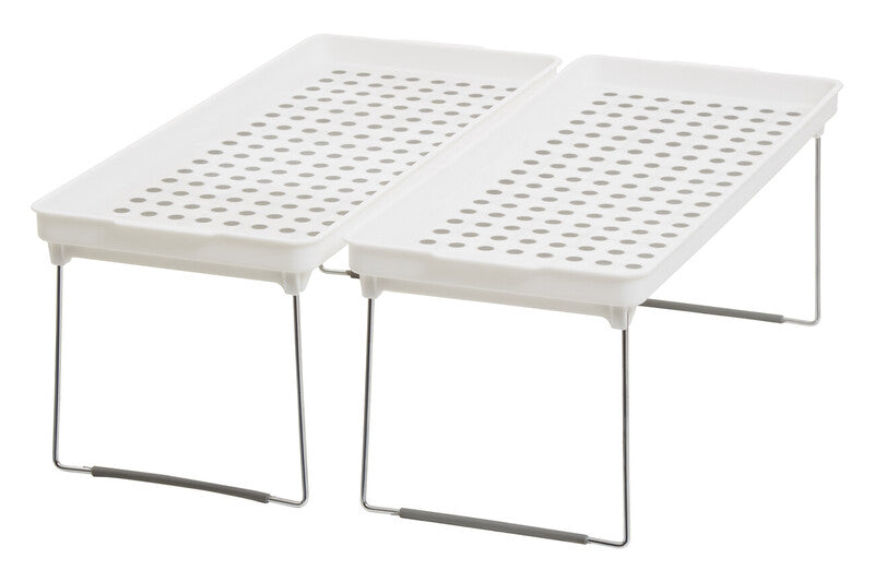 Set of 2 White and Grey Foldable Cabinet Racks | Romm