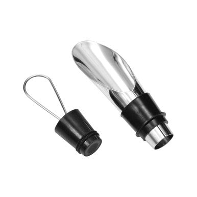 Chrome and Plastic Wine Pourer and Stopper | Mancini