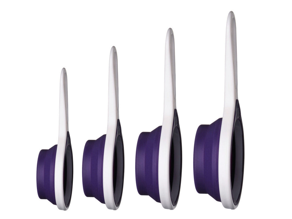 Set Of 4 Collapsible Purple Silicone Measuring Cups | Zing