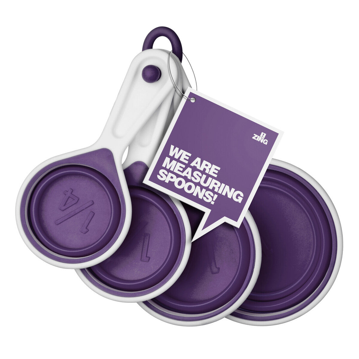 Set Of 4 Collapsible Purple Silicone Measuring Cups | Zing