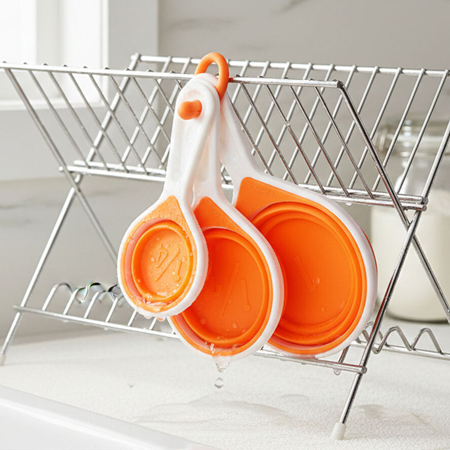 Set Of 4 Collapsible Orange Silicone Measuring Cups | Zing