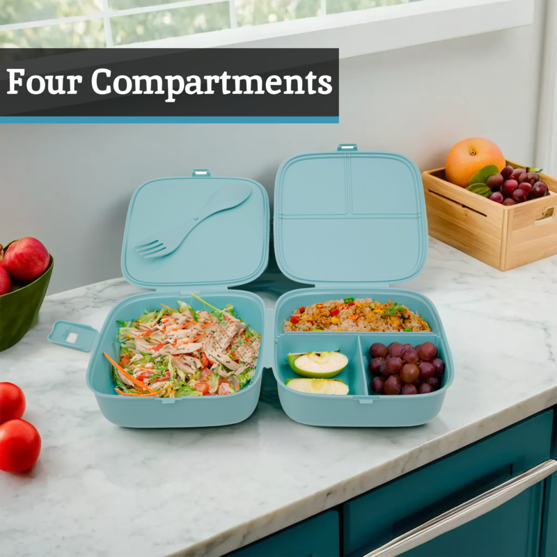 4 Compartments Mint Green Lunch Box | Grub Tub