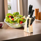 6 Piece Knife and Scissor Set in Wooden Block | Maxime
