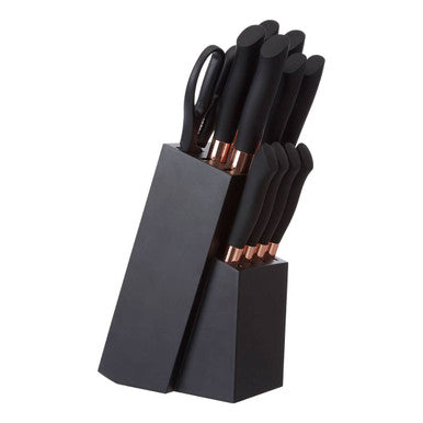 11 Piece Black Knife Set with Block | Corsico
