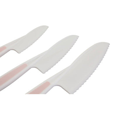Set Of 3 Dessert Or Salad Knives In Pastel Pink | Zing