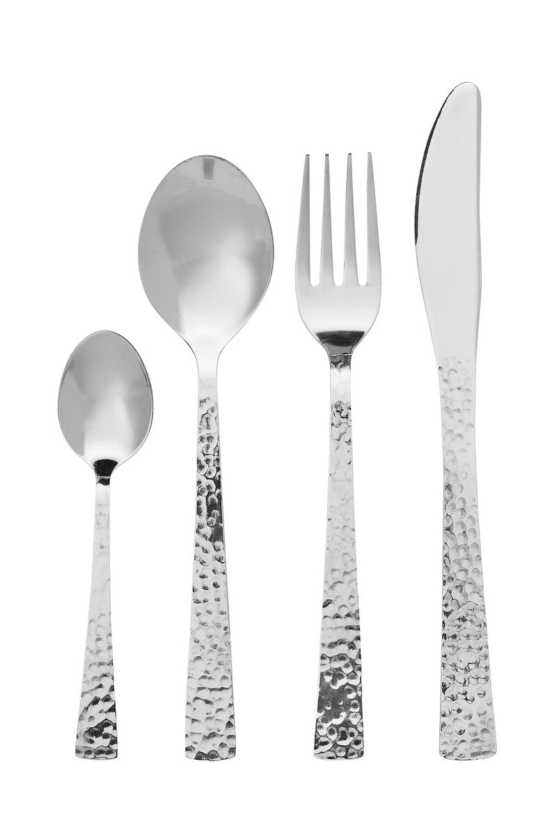 Hammered Effect 16 Piece Stainless Steel Cutlery Set | Martello