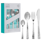 Hammered Effect 16 Piece Stainless Steel Cutlery Set | Martello