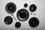 Avie 16 Piece Matte  Silver And Black Cutlery Set