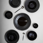 Avie 16 Piece Matte  Silver And Black Cutlery Set