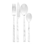 16 Piece White Faux Marble Cutlery Set | Avie