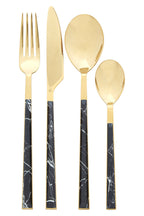 16 Piece Black Faux Marble Cutlery Set | Avie