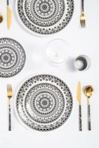 16 Piece Black Faux Marble Cutlery Set | Avie