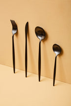 16 Piece Matte Black Cutlery Set | Modern Retro