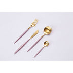 16 Piece Pink and Gold Finish Cutlery Set | Avie