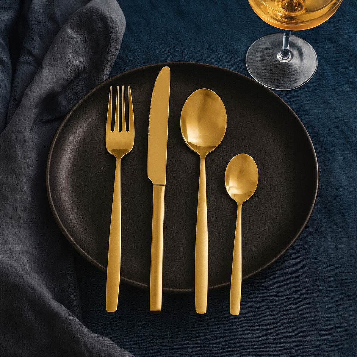 16 Piece Gold Finish Stainless Steel Cutlery Set | Avie