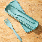 3 Piece Mint Wheat Straw Travel Cutlery Set | Mimo